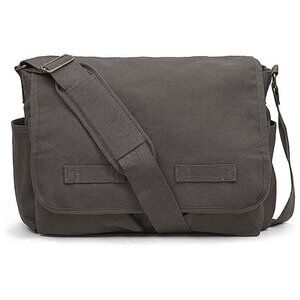 Classic Vintage Messenger Bag - Original Heavyweight Cotton Canvas Charcoal